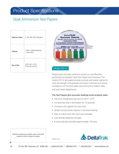 Download Quaternary Ammonium Test Papers Spec Sheet