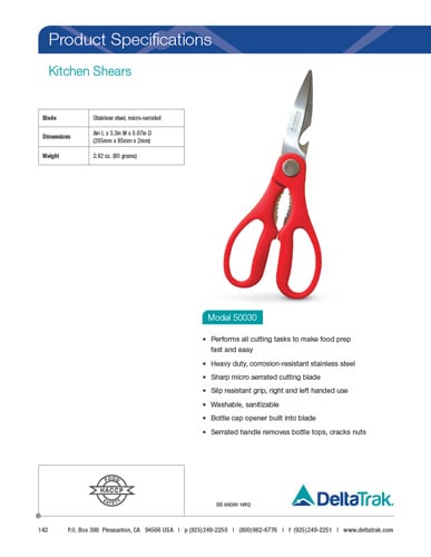 Download Kitchen Shears Spec Sheet 