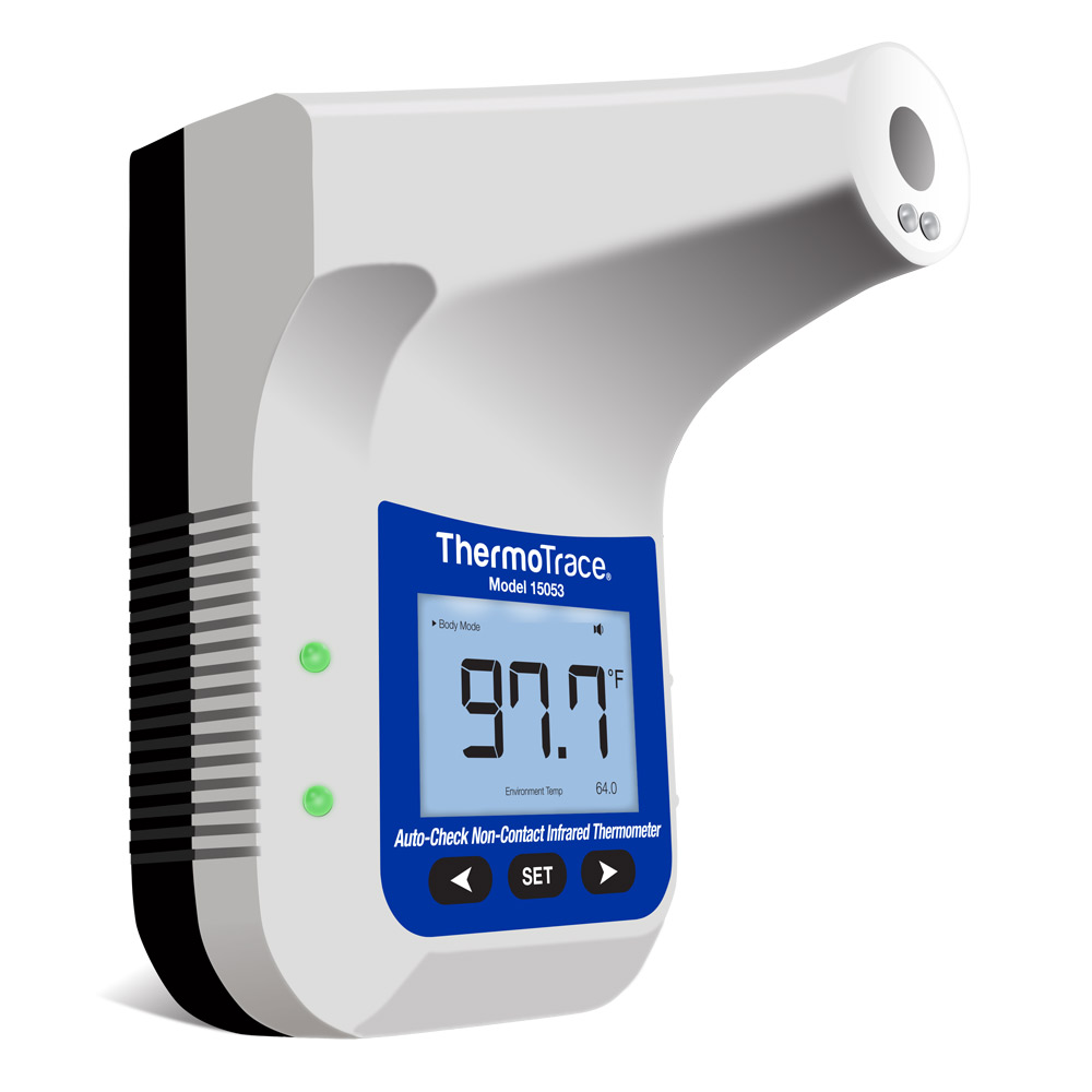 Forehead Thermometer, Wall Mount or Pole-Mounted, Automatic No-Contact  Thermometer, Infrared K3 with 4-digit display, USB DC Power and 4 (AA)