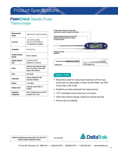 FlashCheck Jumbo显示减少尖端探头温度计