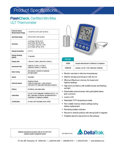 FlashCheck® Reduced Needle Tip Probe Thermometer (DeltaTRAK 11089)
