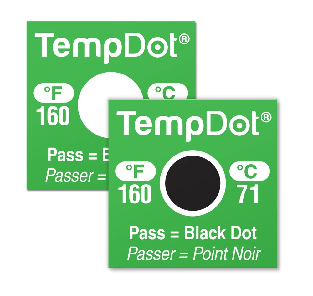 TempDot High Temperature Dishwasher Thermal Labels, Model 54126